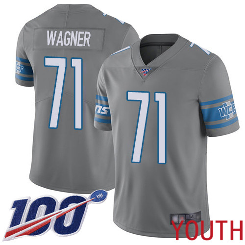 Detroit Lions Limited Steel Youth Ricky Wagner Jersey NFL Football #71 100th Season Rush Vapor Untouchable->detroit lions->NFL Jersey